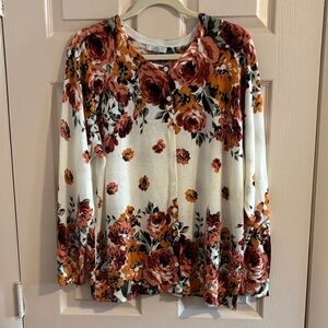 Craft &Barrows  Cardigan Floral Cream and Brown sweater